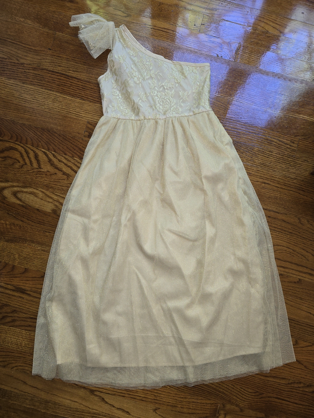 Girls One-Shoulder Ivory Party Dress